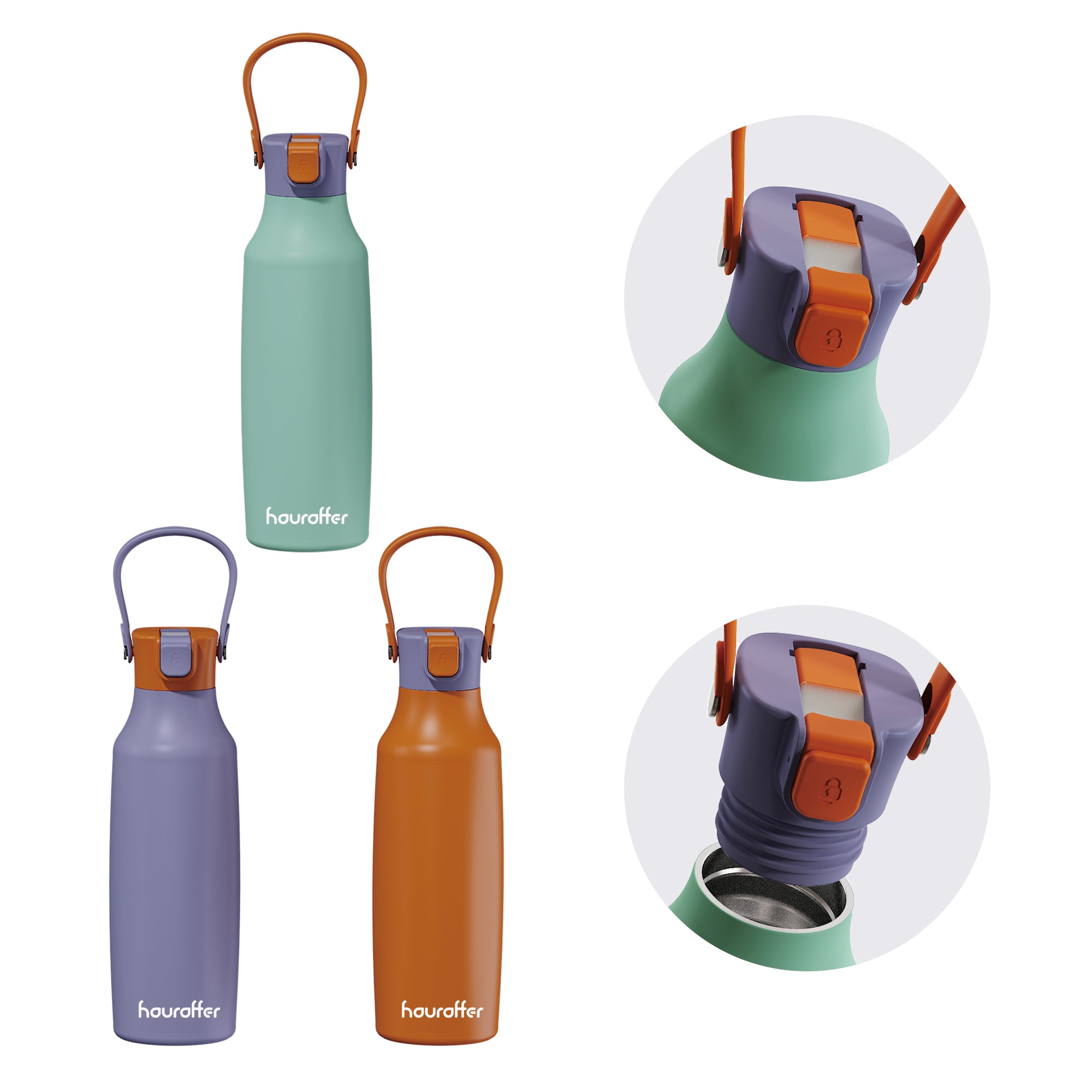 GW-S065 Sport Water Bottle Termos Insulated Stainless Steel Travel Water Bottle with Straw for Gym Running Outdoor Activities