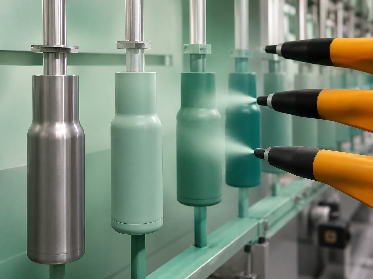 Automatic powder coating line